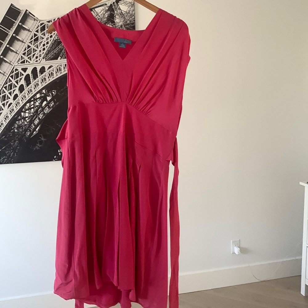 Coral pink silk dress